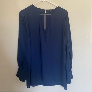 NWT express navy blue long sleeve v-neck open long sleeve blouse size M